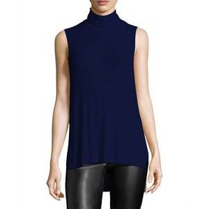 NEW THREE DOTS turtleneck rib top in blue